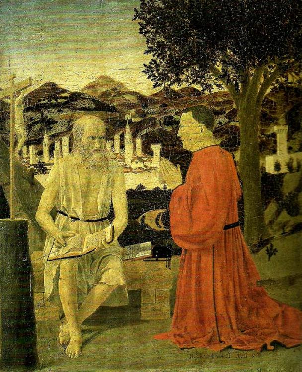 Piero della Francesca saint jerome and a worshipper oil painting image
